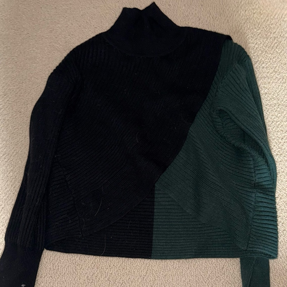 Express Black and Green Cowl Neck Sweater